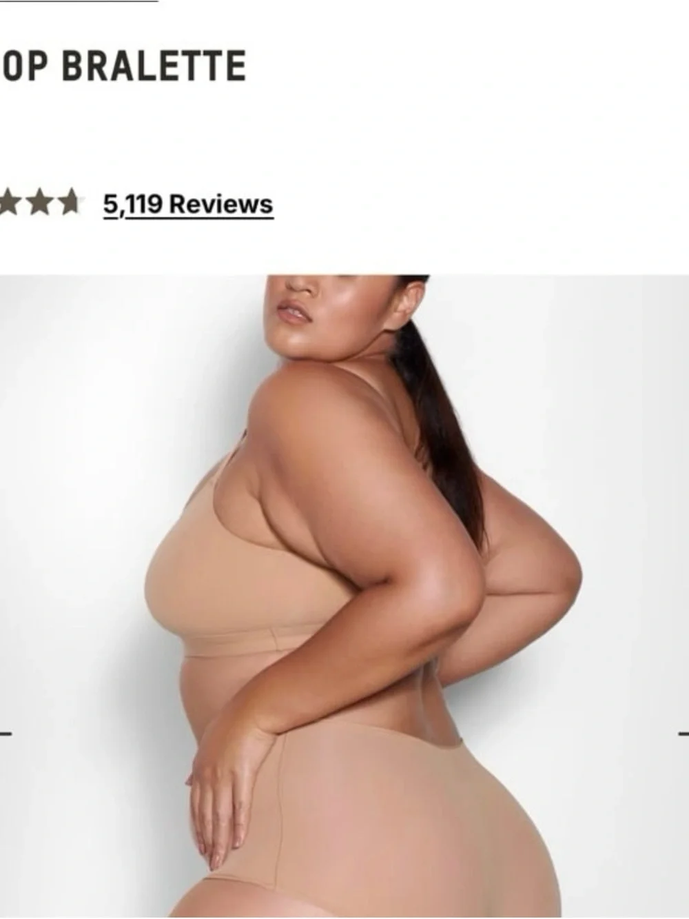 SKIMS Nude Seamless Wireless Bralette 2XL